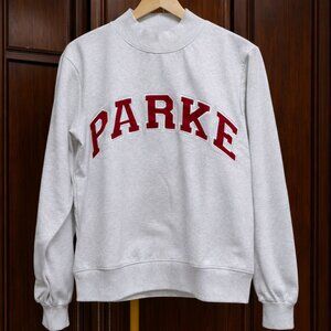 Parker College Style Crew Neck Grey Sweatshirt with Dark Red Logo 🎓✨